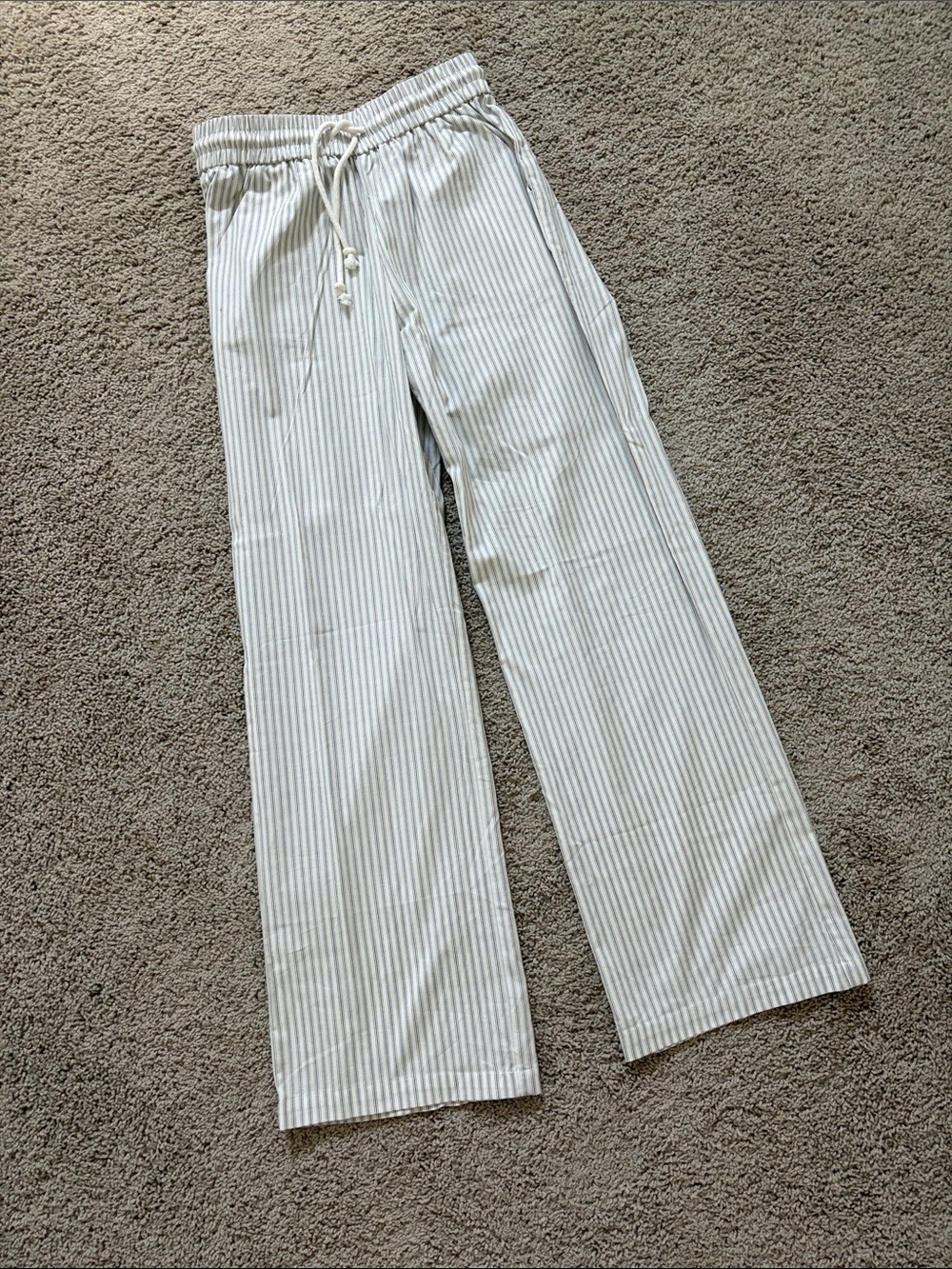 Pacsun Light Blue and White Drawstring Pants